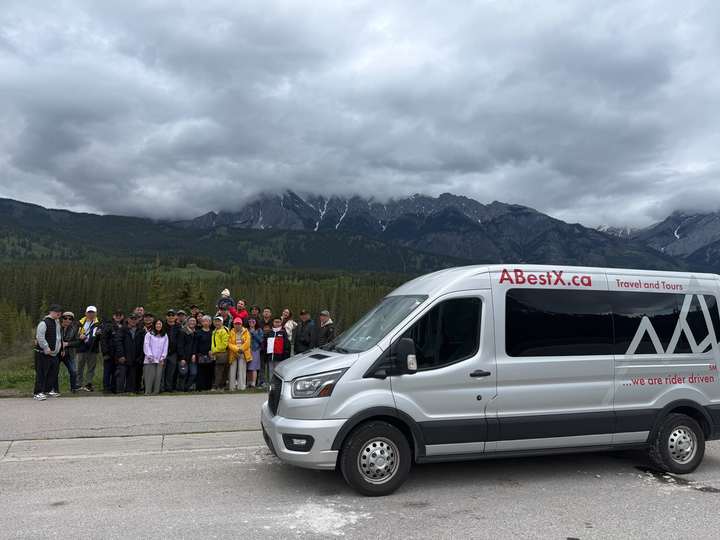 Passengers boarding the ABestX shared shuttle